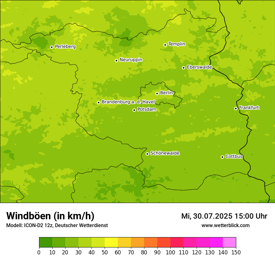Modellkarten Windgeschwindigkeit