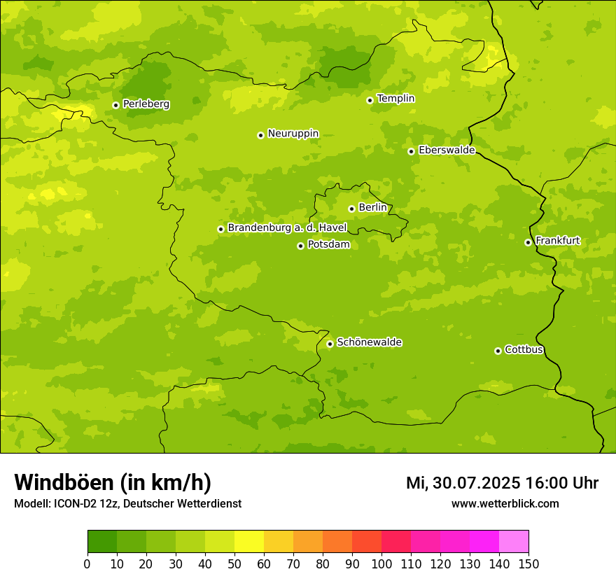 Modellkarten Windgeschwindigkeit