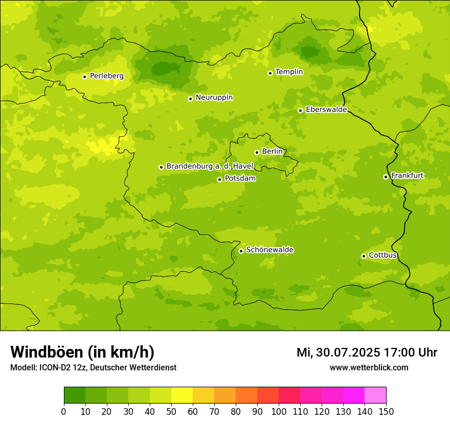 Modellkarten Windgeschwindigkeit