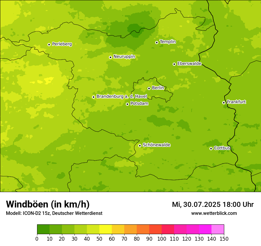 Modellkarten Windgeschwindigkeit