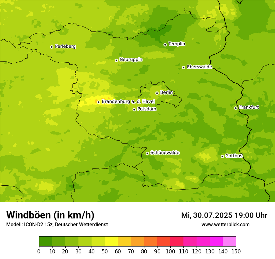 Modellkarten Windgeschwindigkeit