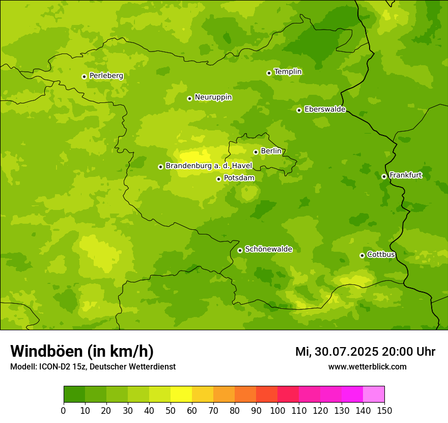Modellkarten Windgeschwindigkeit