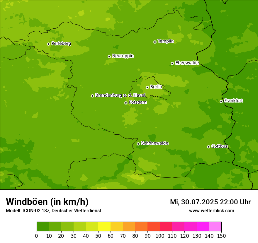 Modellkarten Windgeschwindigkeit