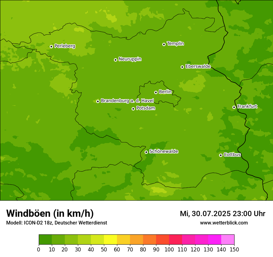 Modellkarten Windgeschwindigkeit
