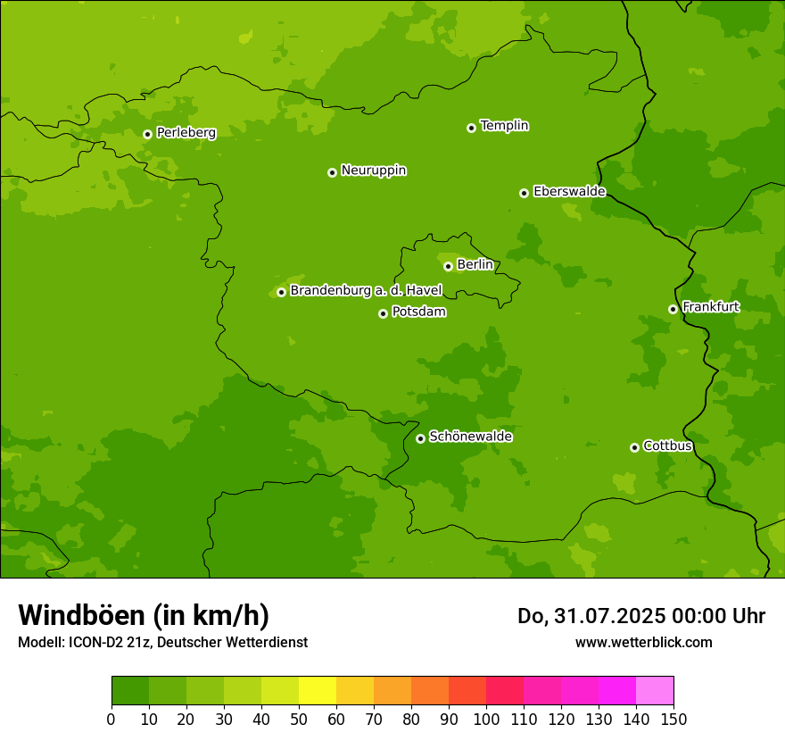 Modellkarten Windgeschwindigkeit