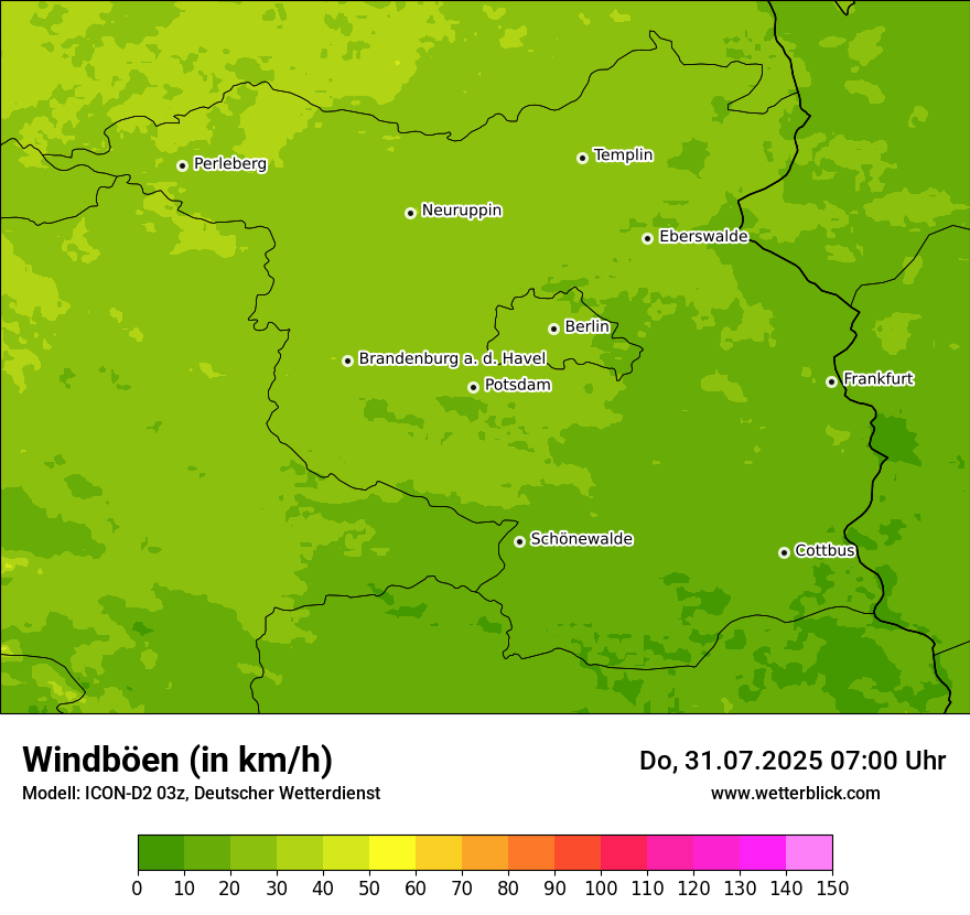 Modellkarten Windgeschwindigkeit