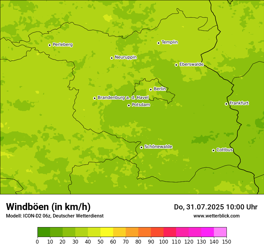 Modellkarten Windgeschwindigkeit
