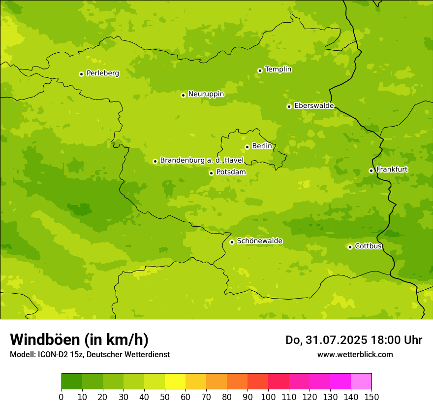 Modellkarten Windgeschwindigkeit