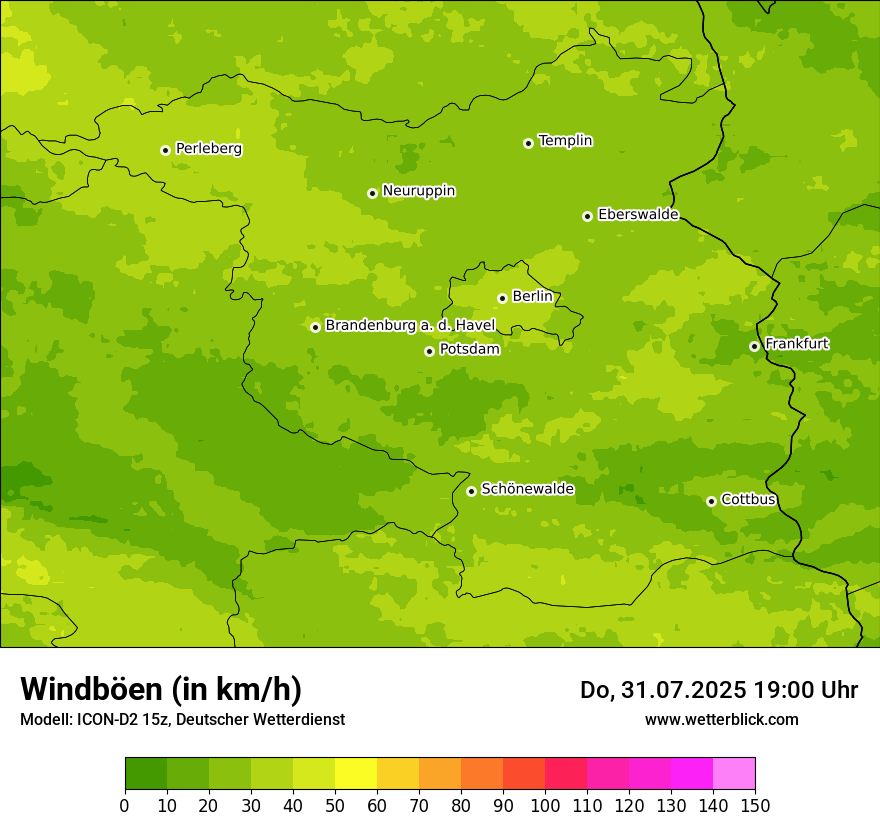 Modellkarten Windgeschwindigkeit