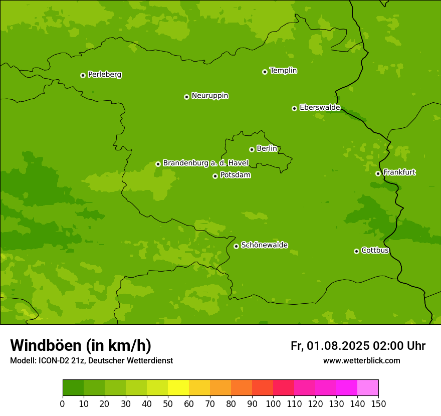 Modellkarten Windgeschwindigkeit