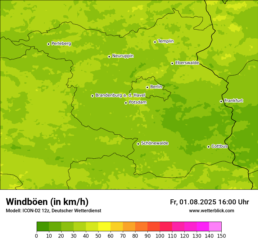 Modellkarten Windgeschwindigkeit