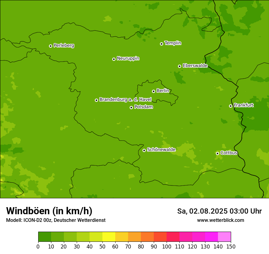 Modellkarten Windgeschwindigkeit