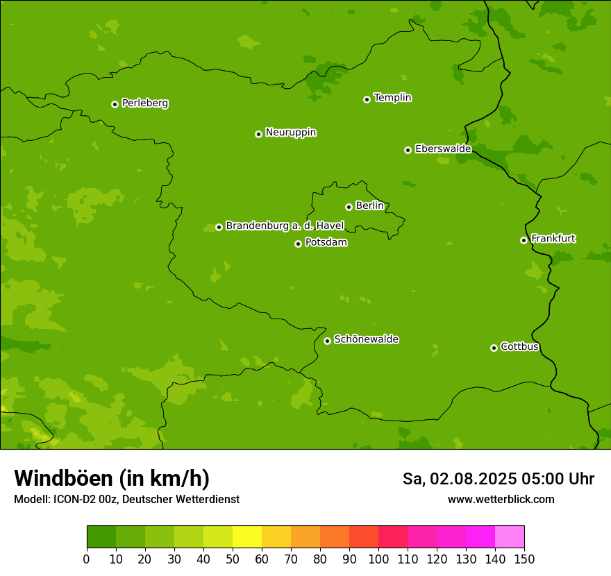 Modellkarten Windgeschwindigkeit