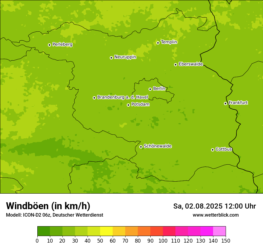 Modellkarten Windgeschwindigkeit