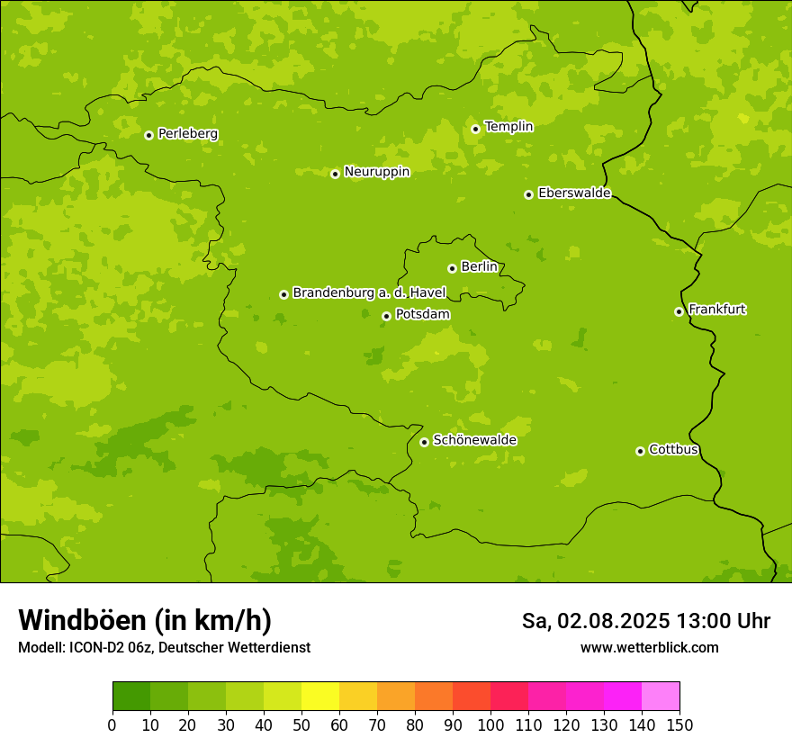 Modellkarten Windgeschwindigkeit