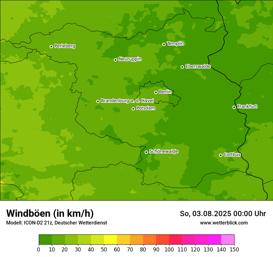 Modellkarten Windgeschwindigkeit