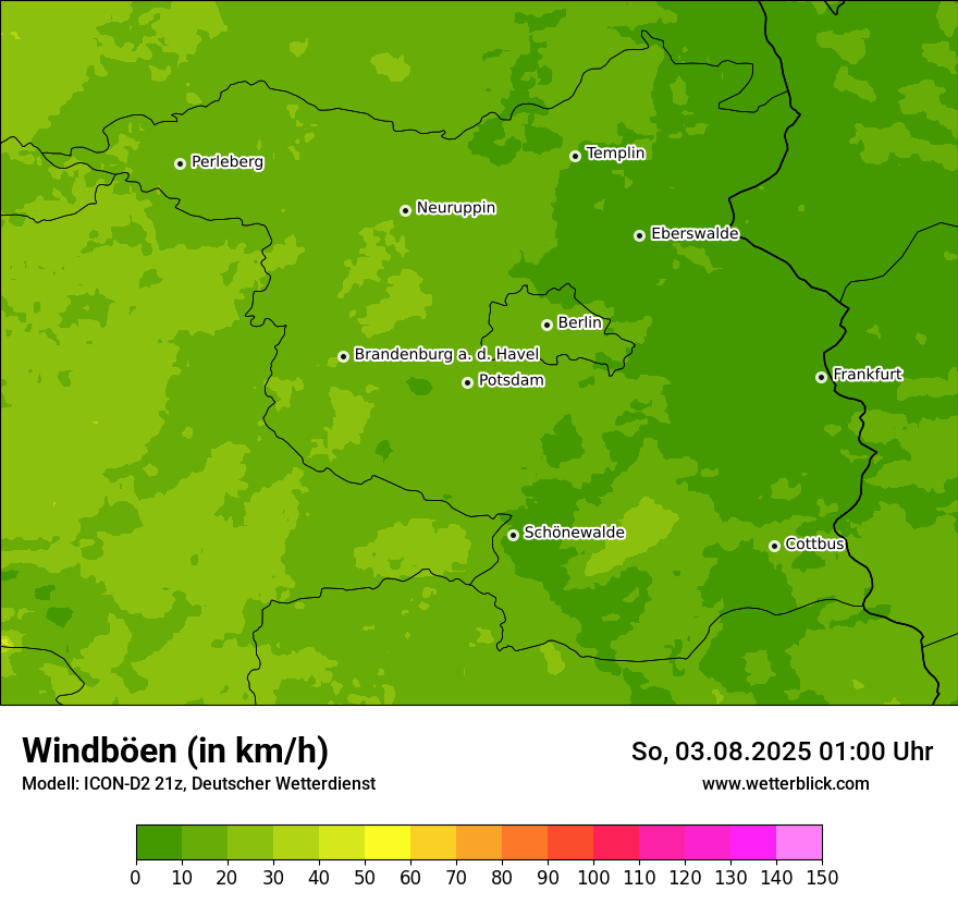 Modellkarten Windgeschwindigkeit