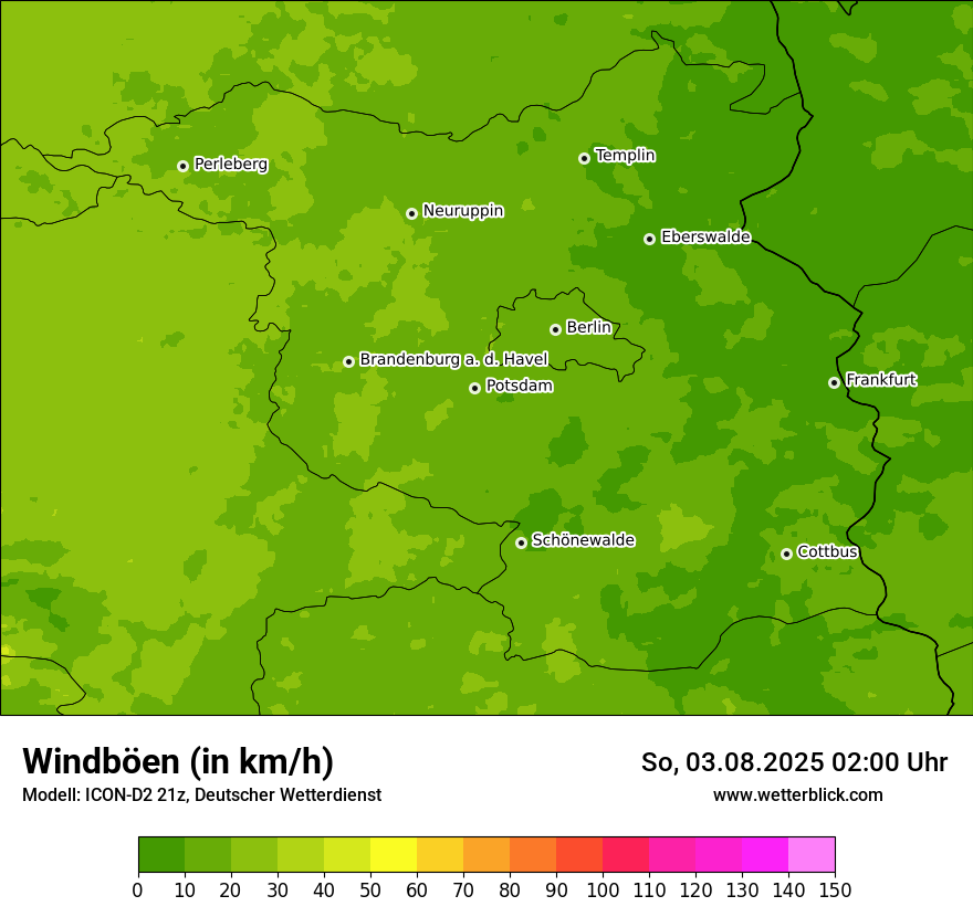 Modellkarten Windgeschwindigkeit