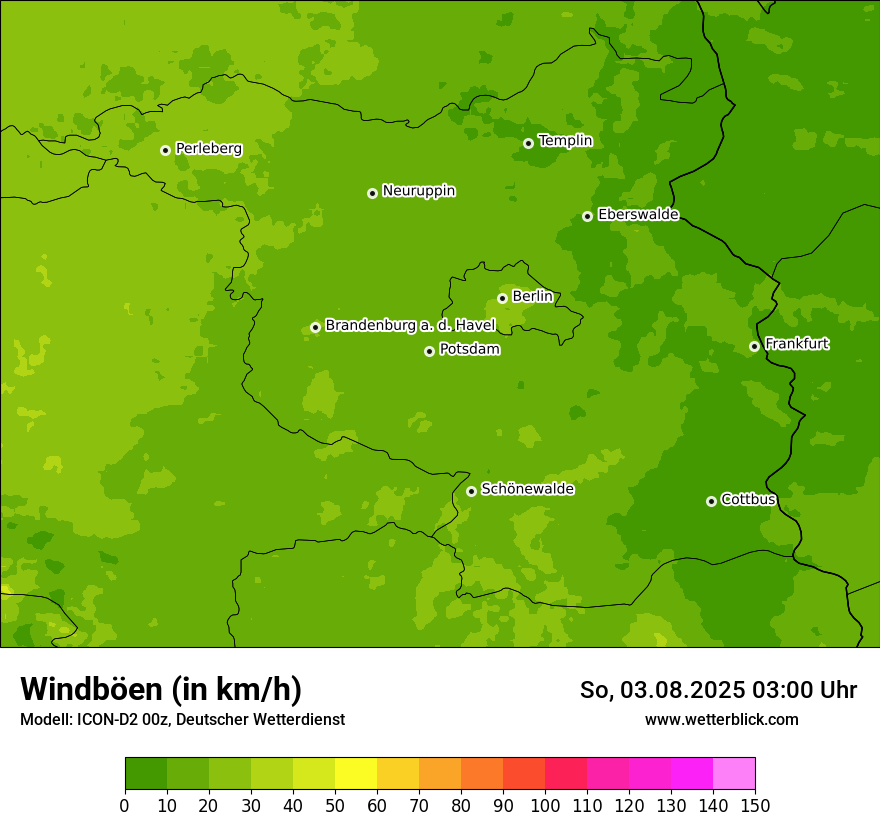Modellkarten Windgeschwindigkeit