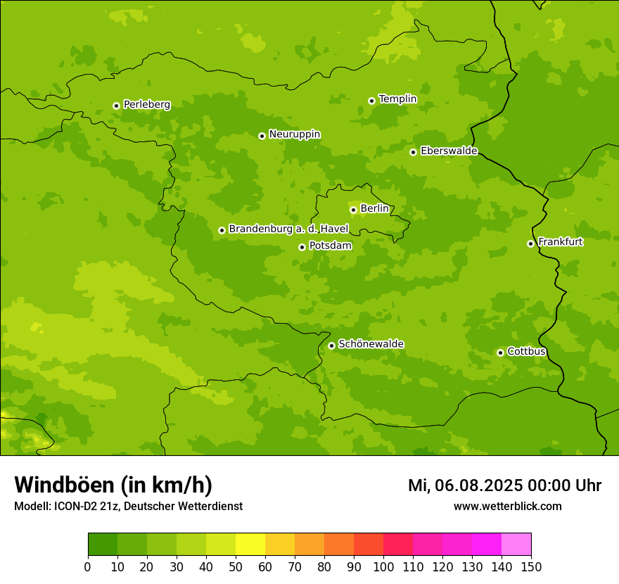 Modellkarten Windgeschwindigkeit