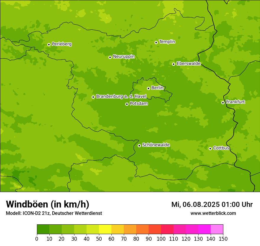 Modellkarten Windgeschwindigkeit