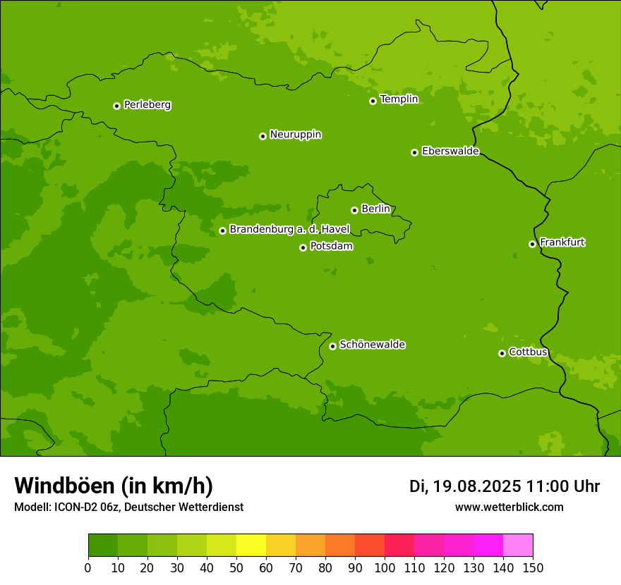 Modellkarten Windgeschwindigkeit