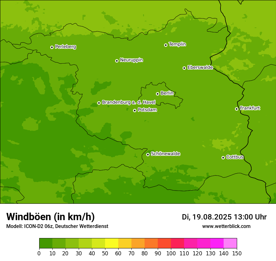 Modellkarten Windgeschwindigkeit