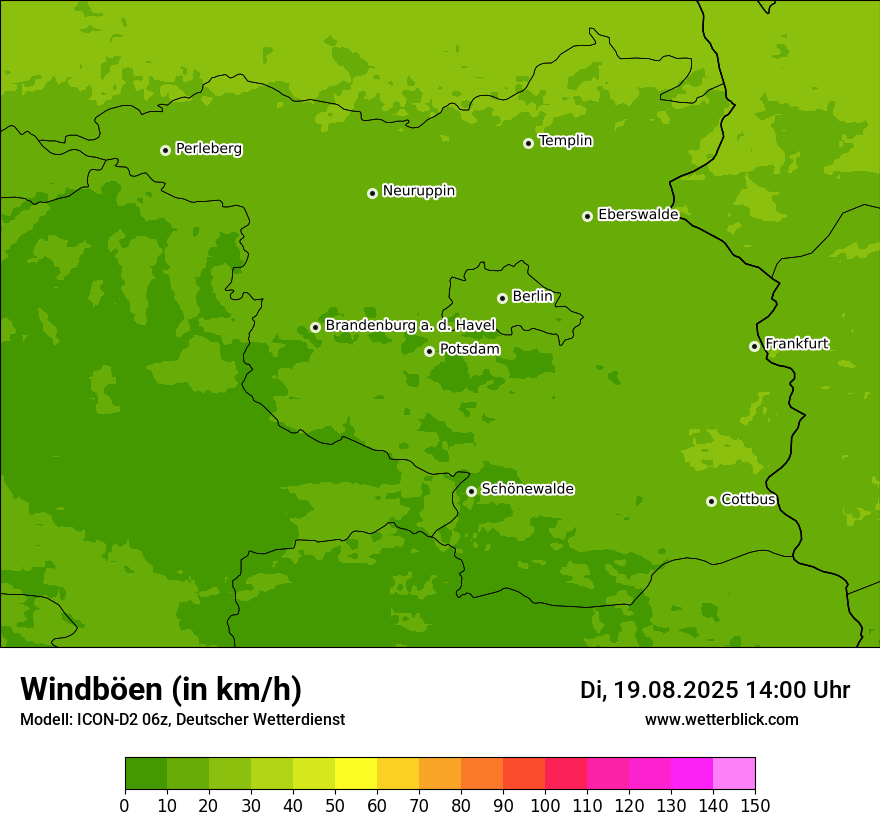 Modellkarten Windgeschwindigkeit