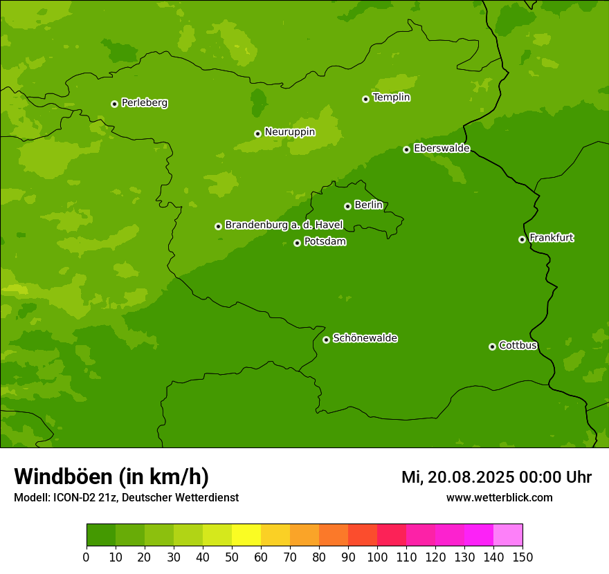 Modellkarten Windgeschwindigkeit
