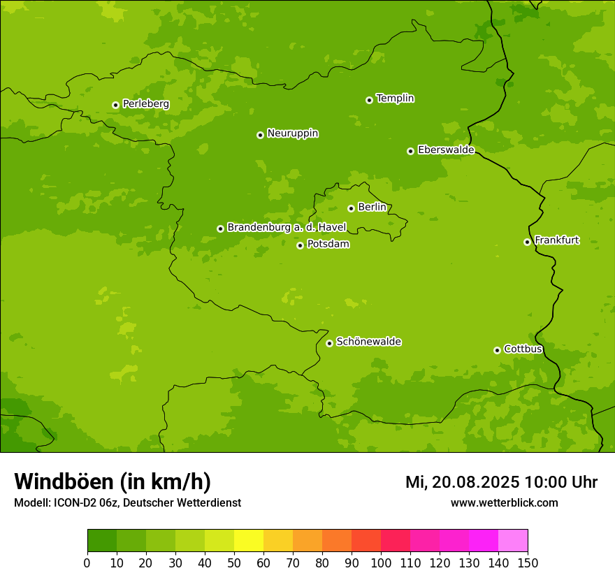 Modellkarten Windgeschwindigkeit