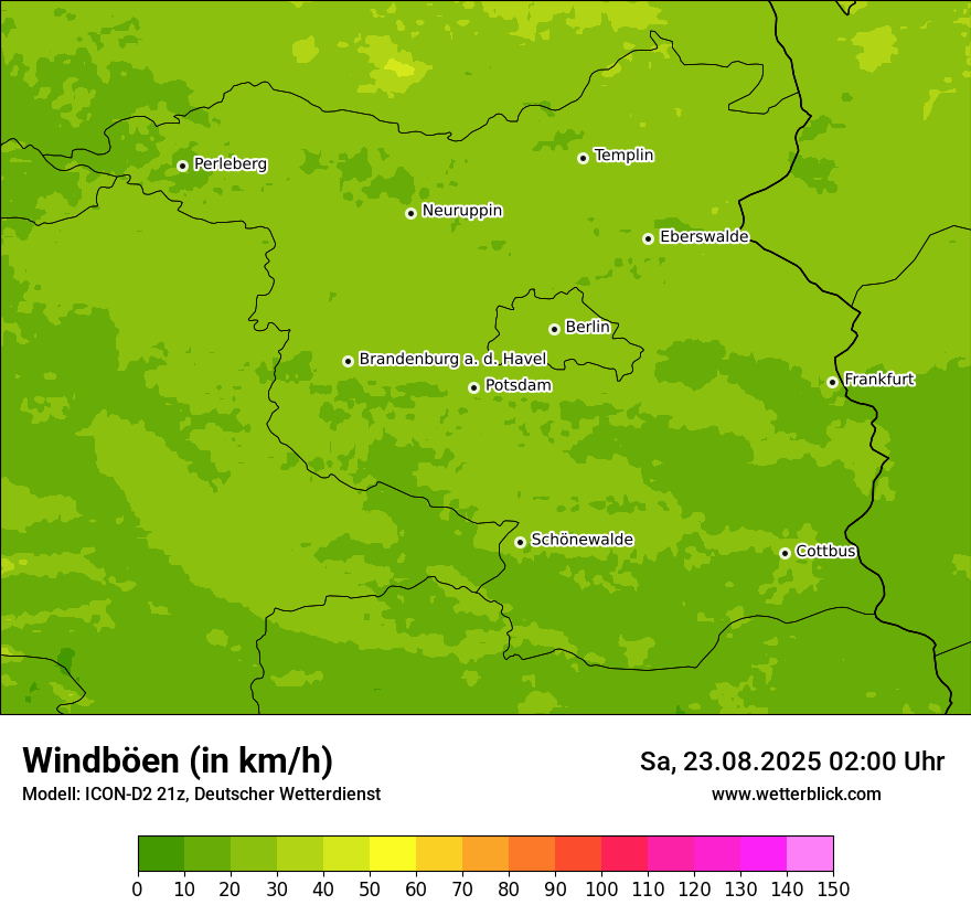 Modellkarten Windgeschwindigkeit