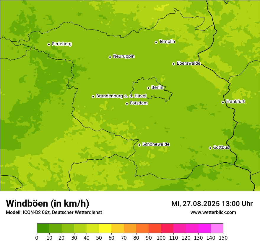 Modellkarten Windgeschwindigkeit