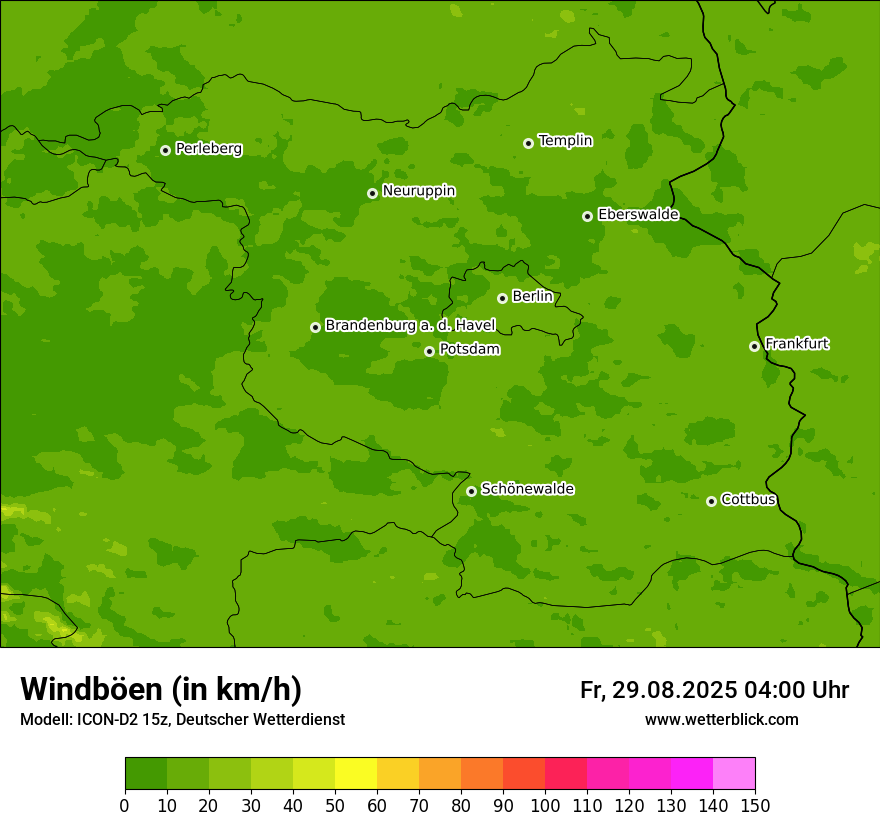 Modellkarten Windgeschwindigkeit