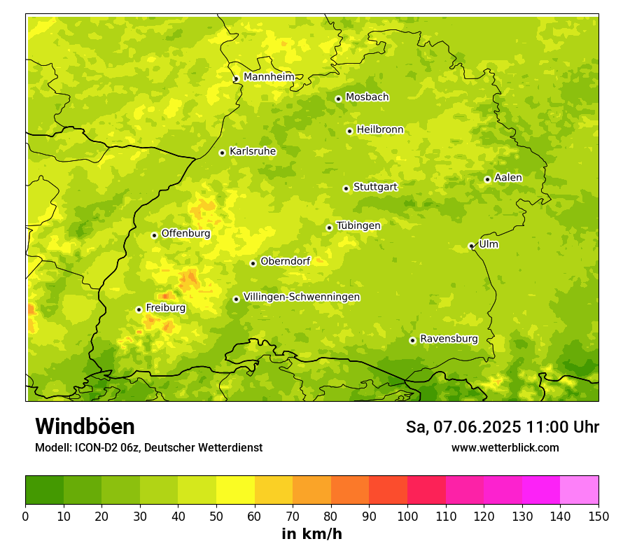 Modellkarten Windgeschwindigkeit