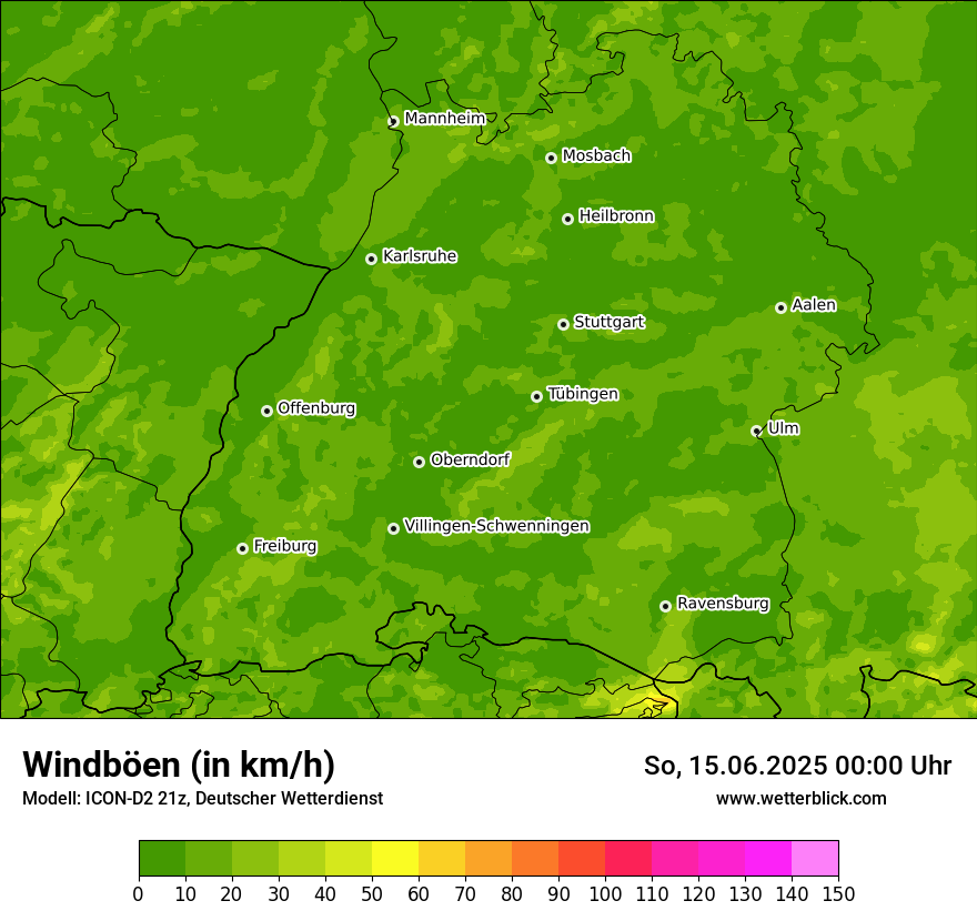 Modellkarten Windgeschwindigkeit
