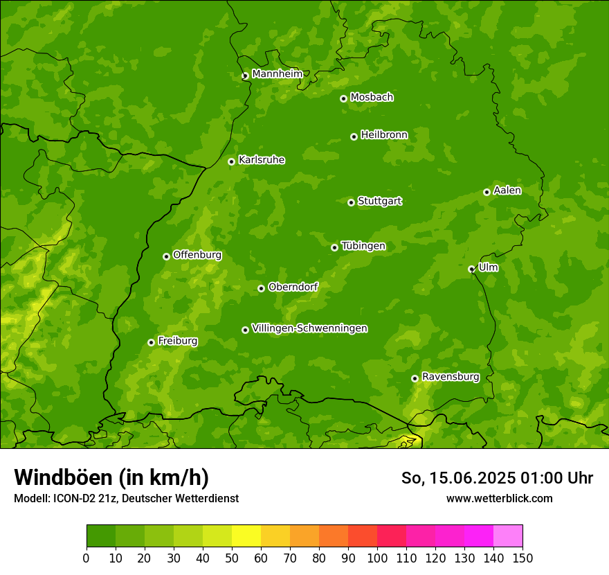 Modellkarten Windgeschwindigkeit