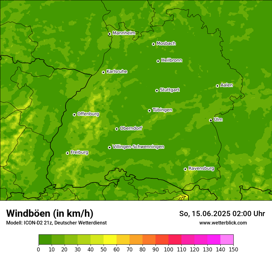 Modellkarten Windgeschwindigkeit