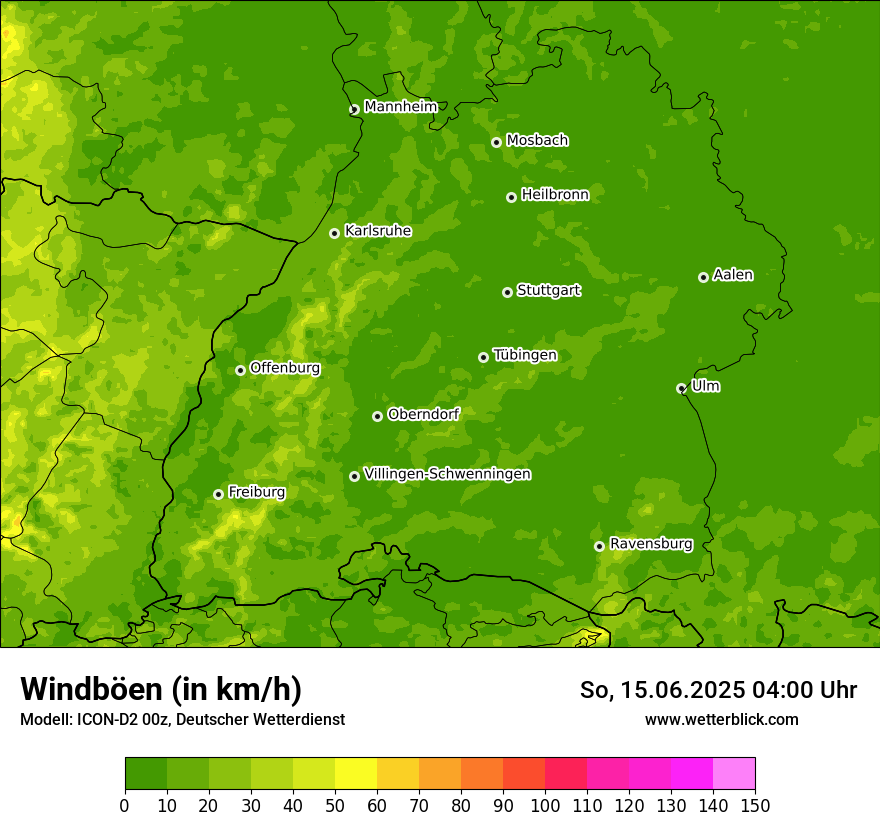 Modellkarten Windgeschwindigkeit