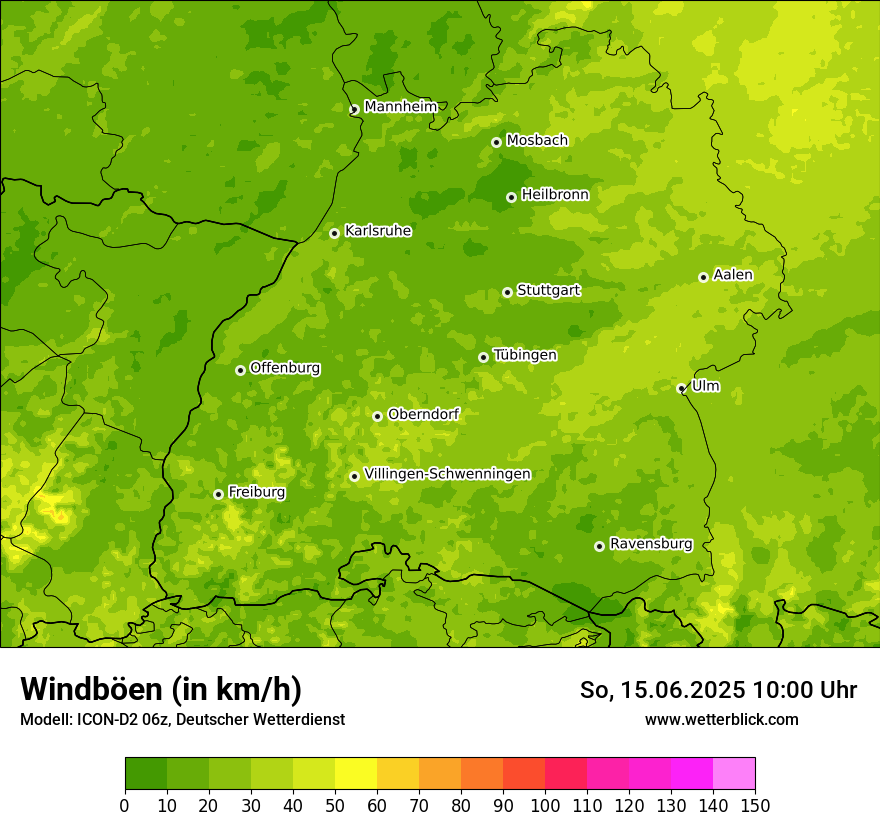 Modellkarten Windgeschwindigkeit