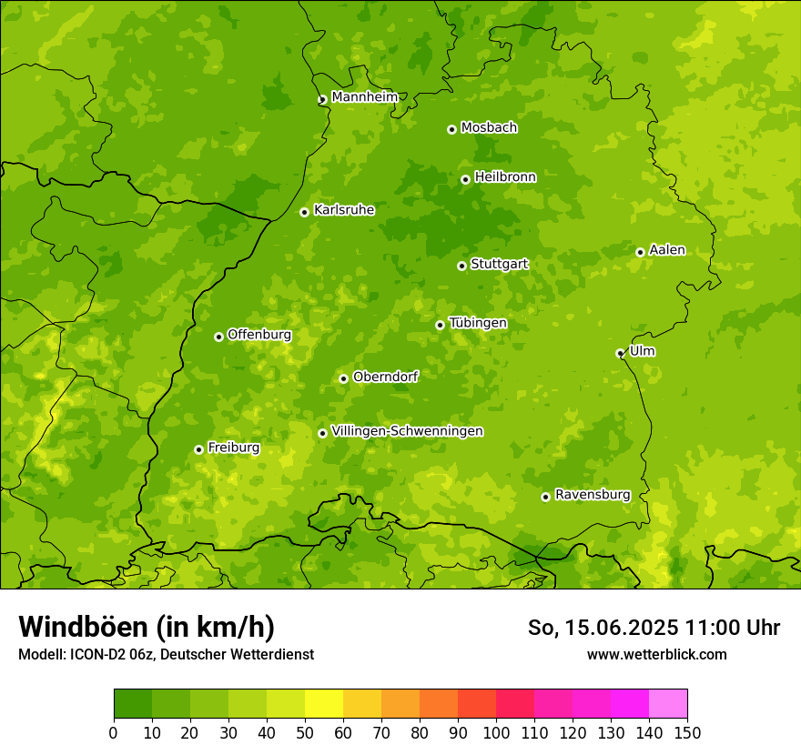 Modellkarten Windgeschwindigkeit