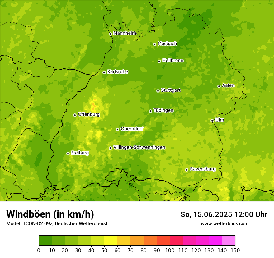 Modellkarten Windgeschwindigkeit
