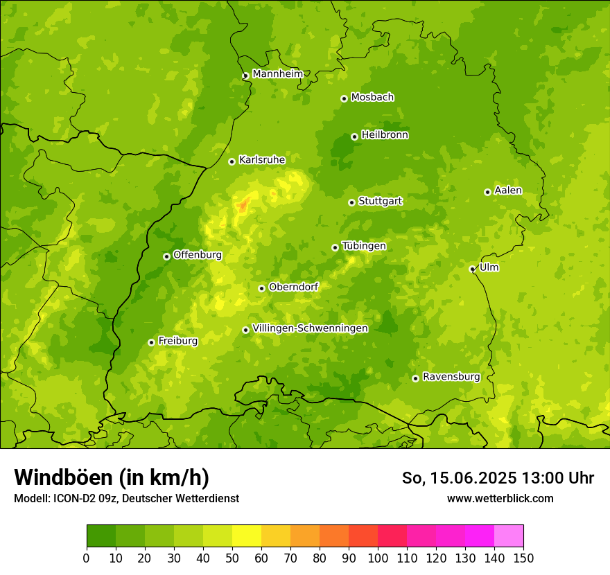 Modellkarten Windgeschwindigkeit