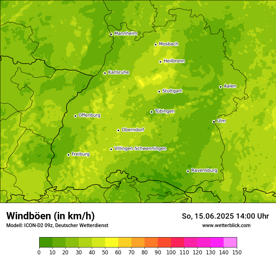 Modellkarten Windgeschwindigkeit