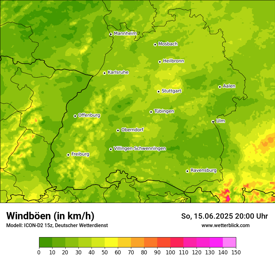 Modellkarten Windgeschwindigkeit