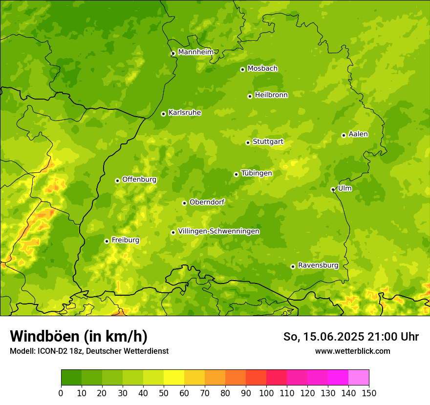 Modellkarten Windgeschwindigkeit