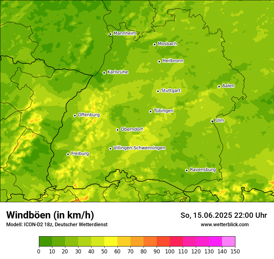Modellkarten Windgeschwindigkeit