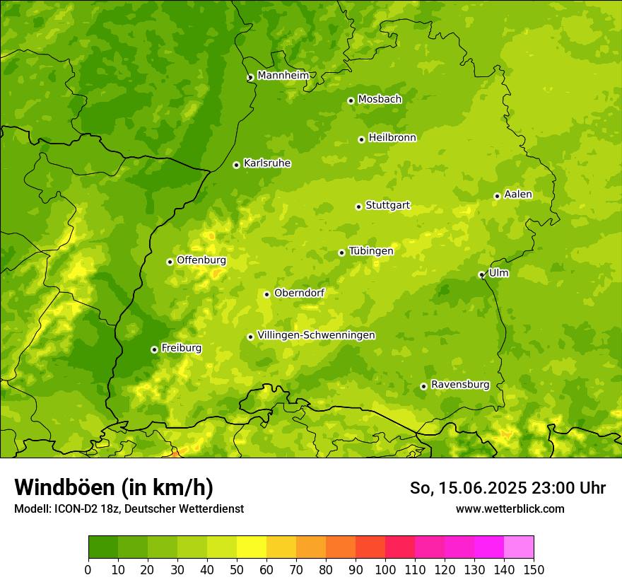 Modellkarten Windgeschwindigkeit