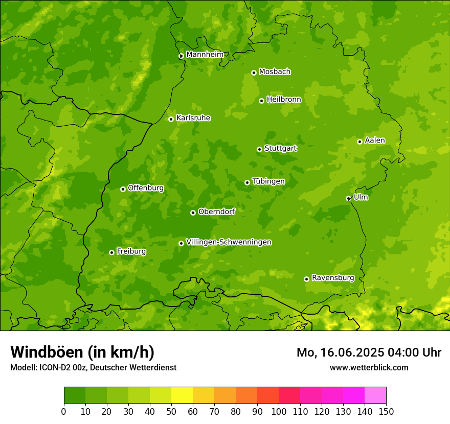 Modellkarten Windgeschwindigkeit