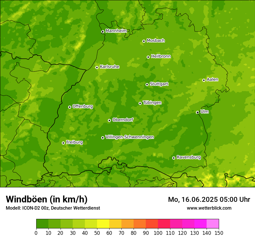 Modellkarten Windgeschwindigkeit