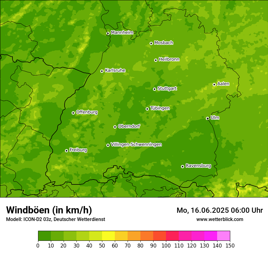 Modellkarten Windgeschwindigkeit